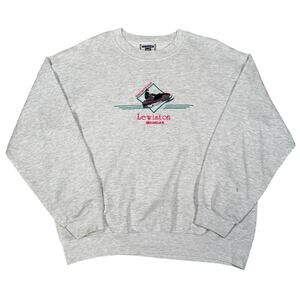 Vintage Michigan Snowmobile Lee Lewiston Winter Graphic Crewneck Sweatshirt Sz L